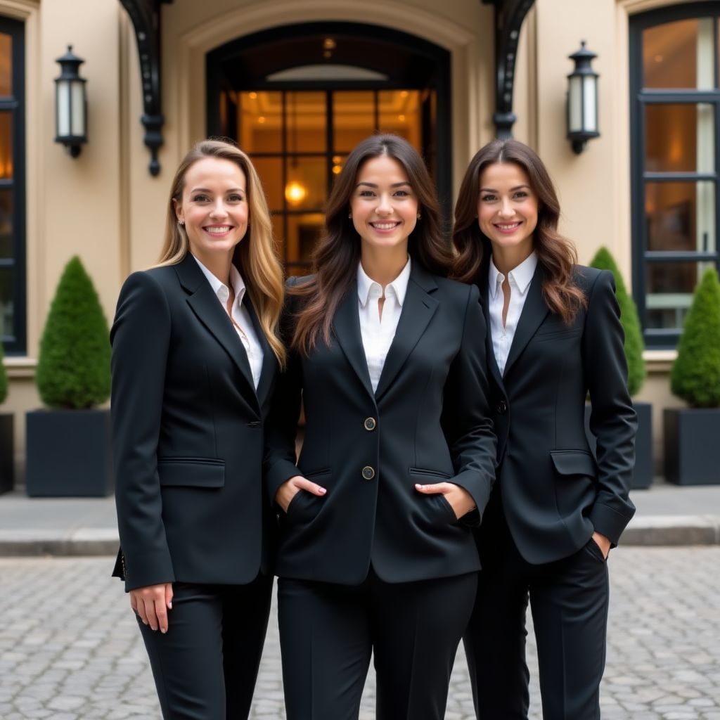 L'équipe d'Hôtels de France devant un hôtel de luxe à Paris